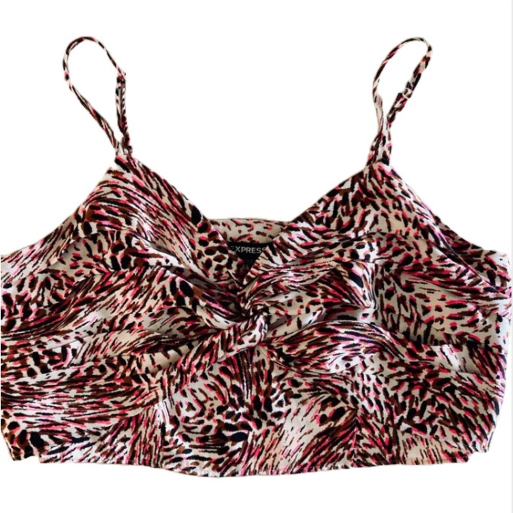 Express Abstract Animal Print Cropped Pleated Cami M NWOT $59